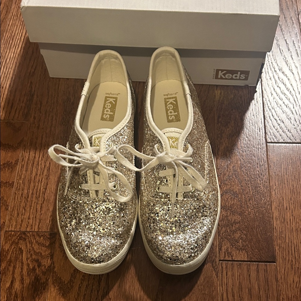 Keds Women's Glitter Sneakers - Gold and White